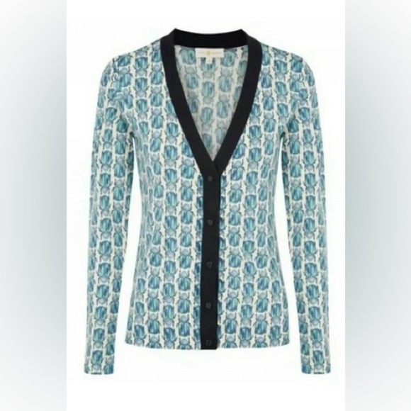 Tory Burch Sweaters - Tory Burch Beetle Scarab Bugs Merino Wool Cardigan Sz Small